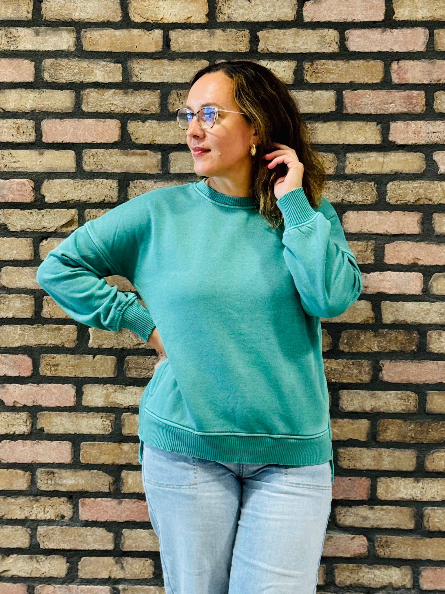 Pigment Dye Fleece Pullover - DK Green