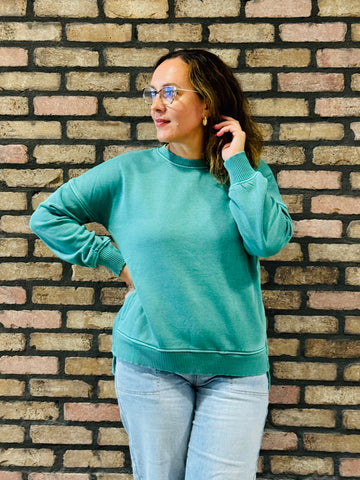 Pigment Dye Fleece Pullover - DK Green