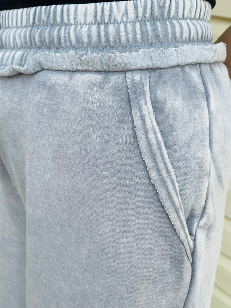 Acid Wash Palazzo Sweatpants - Sleet