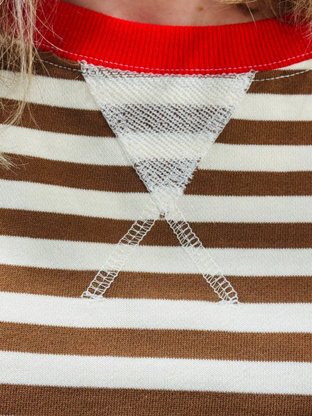 Striped Colorblock T-Shirt - Brown Multi