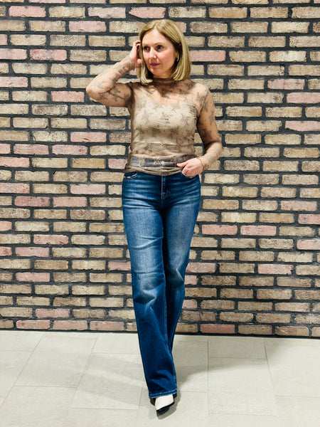 Lace See-Through Top - Cocoa