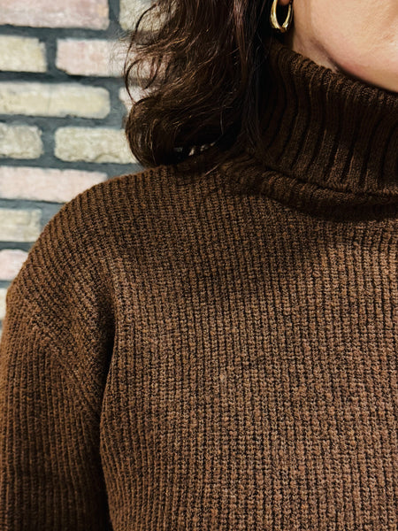 Turtleneck Sweater and Pants Set - Brown