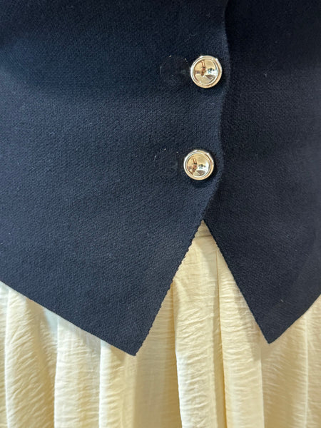 Gold Buttons Cardigan Vest - Black