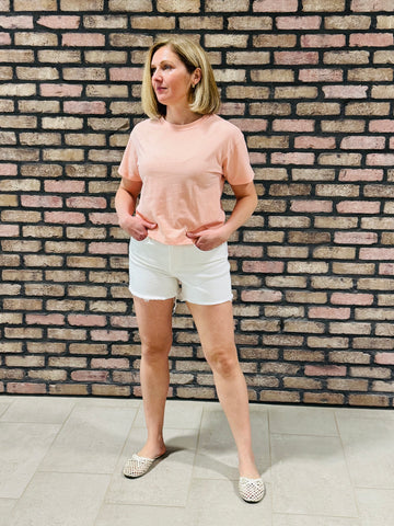 Raw Hem Denim Shorts - White