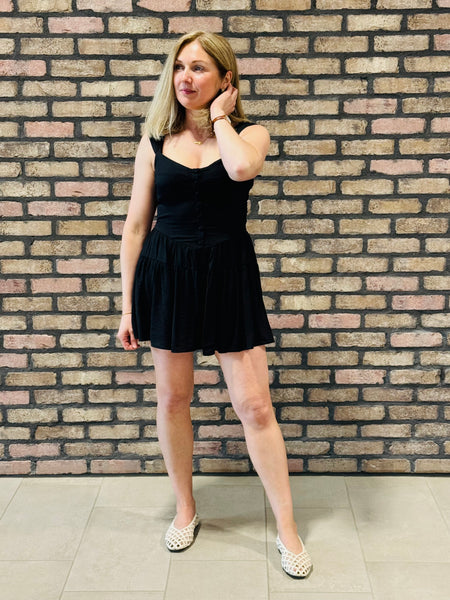 Sweetheart Neckline Romper - Black