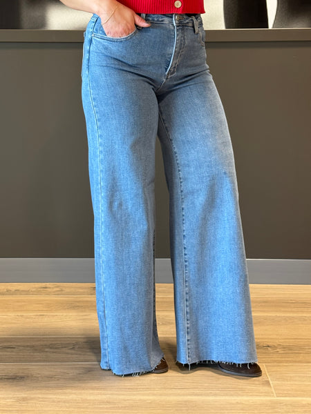 High Rise Wide Palazzo Jeans - Medium