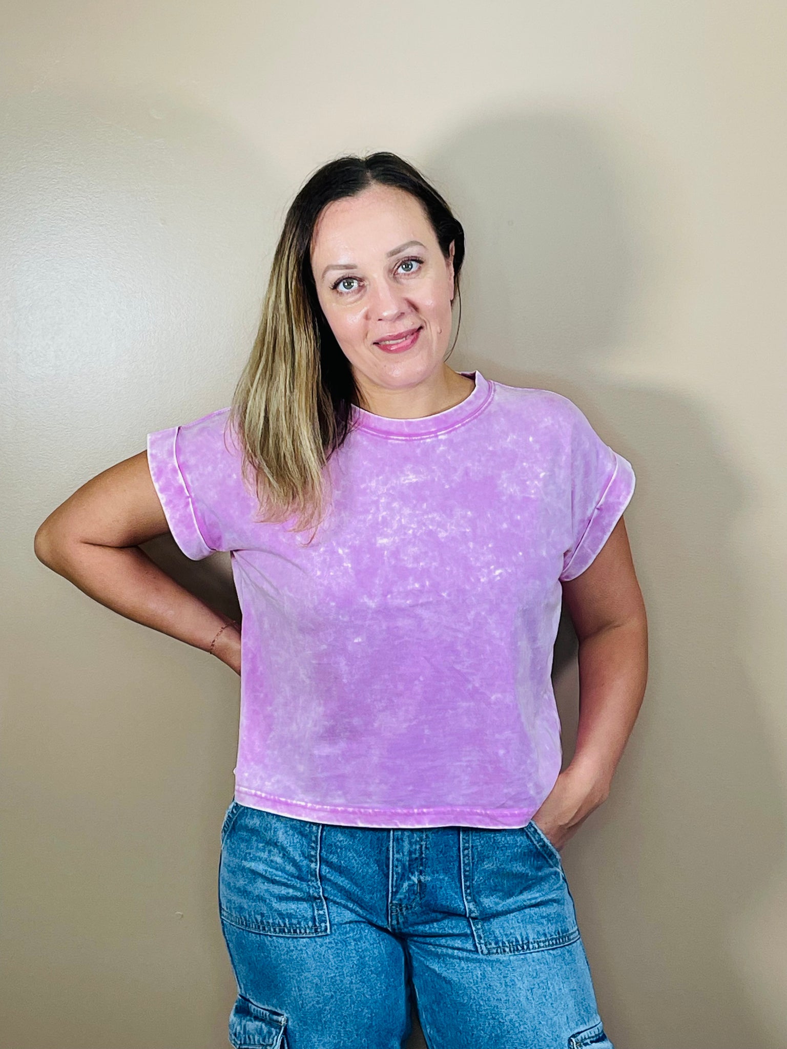 Washed Cotton Tee - Mauve