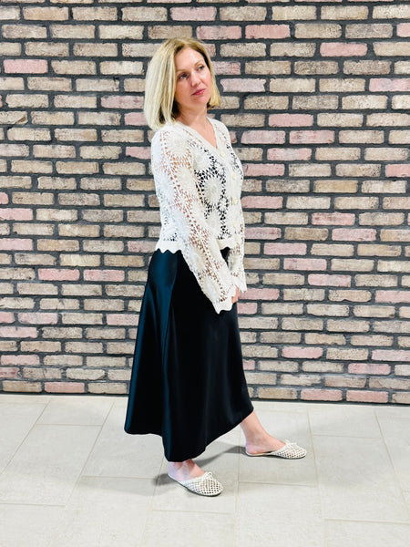 Crochet Button Down Cardigan - Natural