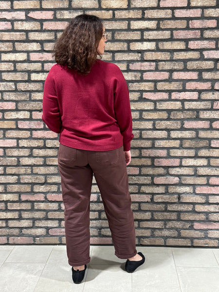 Front Seam Sweater - Cabernet