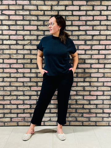 Soft Drape Cropped Pants - Black