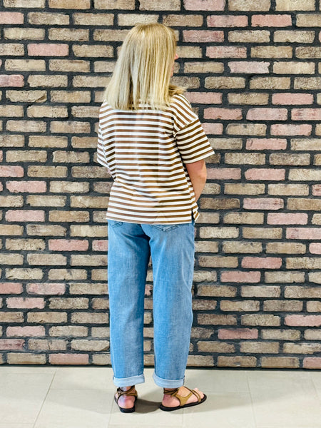 Striped Colorblock T-Shirt - Brown Multi