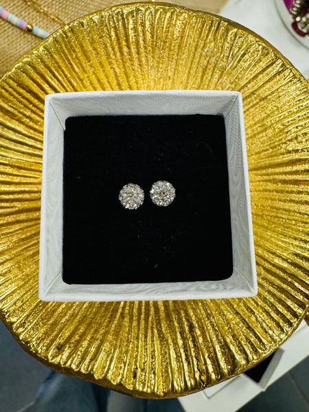 Crystal Ball Earrings - Charcoal 6mm