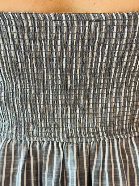 Striped Contrast Straps Dress - Charcoal