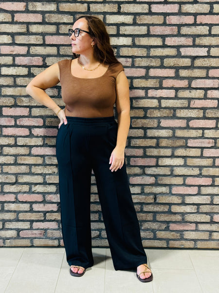 Scoop Neck Bodysuit - Brown