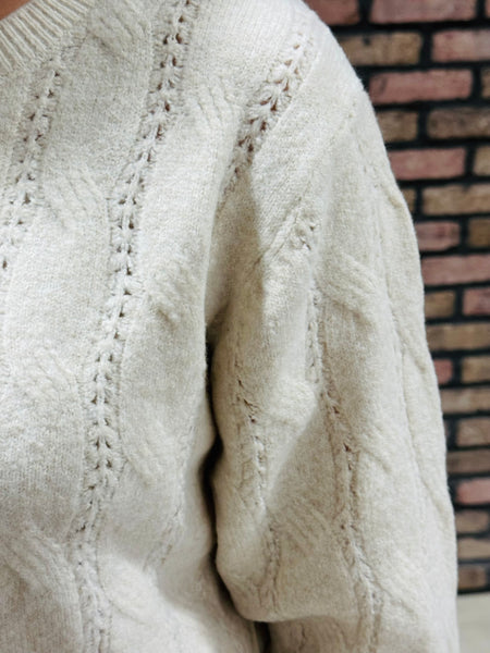 Textured Cable Sweater - Ivory