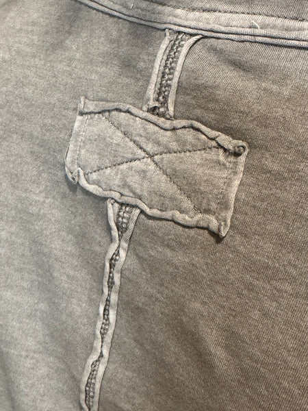 Raw Edge Exposed Seam Tee - Grey
