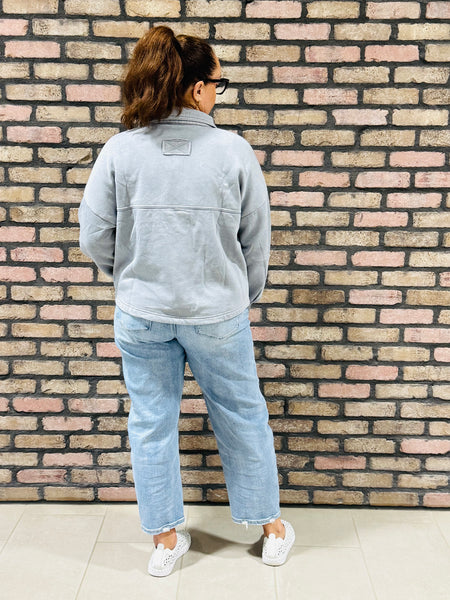 Acid Wash Fleece Shacket - Sleet