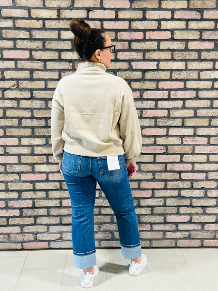 Fleece Half Sleeve Sweatshirt - Ash Mocha