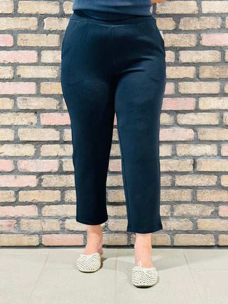 Soft Drape Cropped Pants - Black