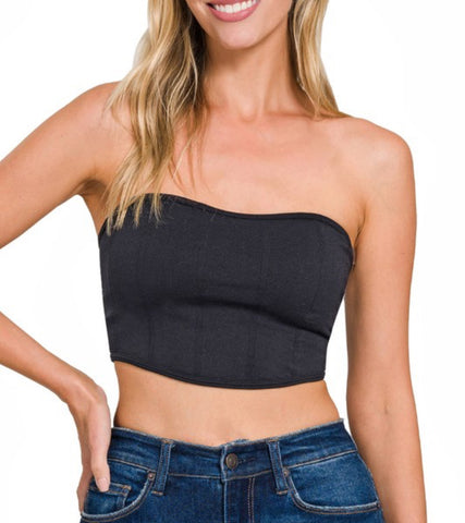 Tube Top with Bra Pads - Black