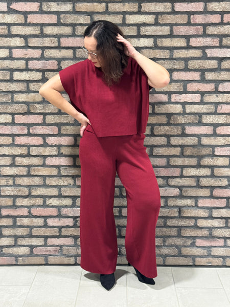 Viscose Ribbed Set - Cabernet