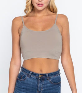 Twisted Back Cami Crop Top - Oyster Green