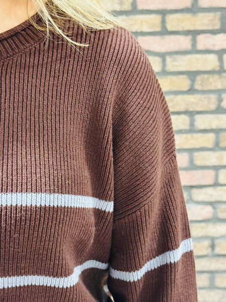 Striped Sweater - Chocolate Brown