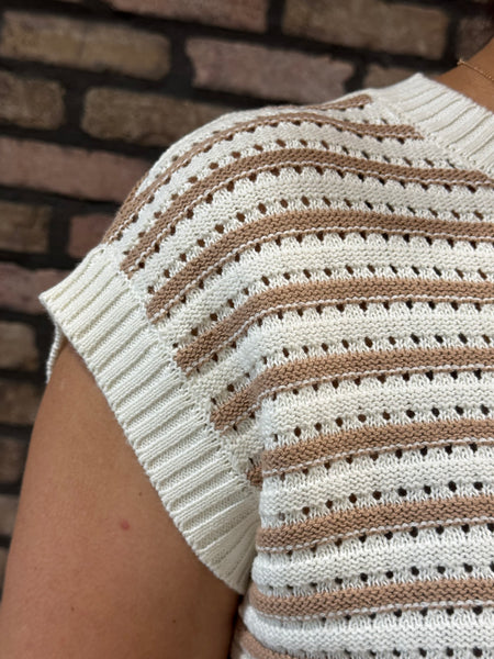 Striped Sleeveless Top - Dark Taupe