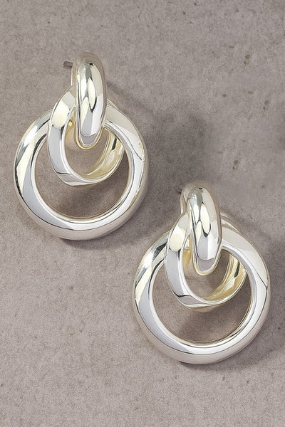 Interlocked Puffy Earrings - Silver