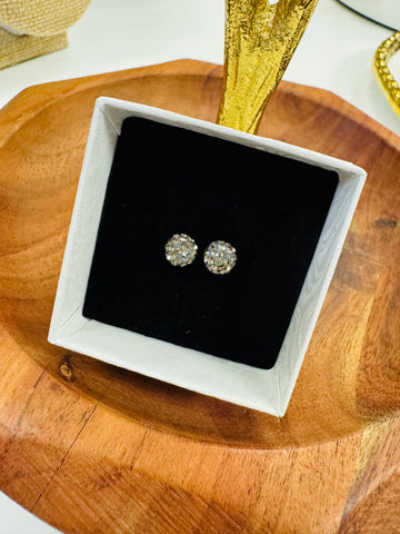 Crystal Ball Earrings - Charcoal 6mm