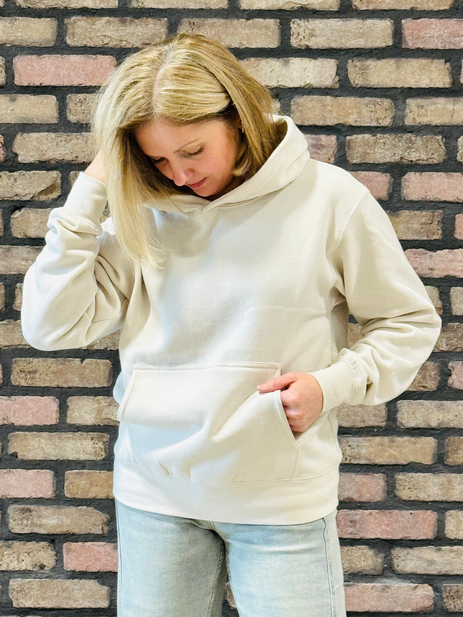 Fleece Boyfriend Hoodie - Beige