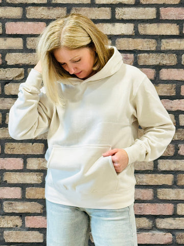 Fleece Boyfriend Hoodie - Beige