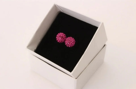 Crystal Ball Earrings - Fuchsia 8mm