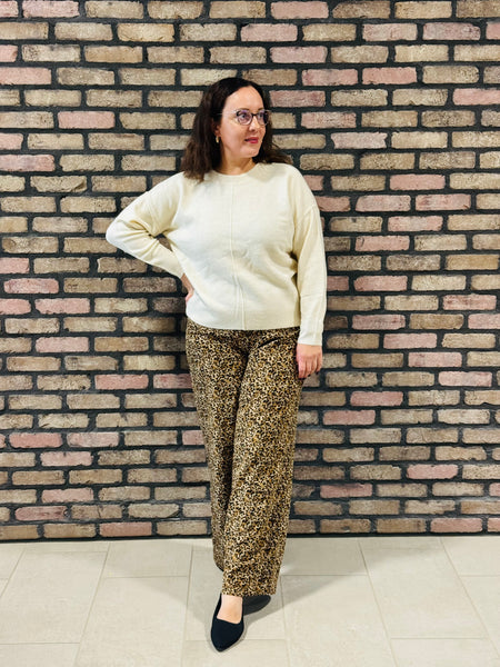 Crewneck Front Seam Sweater - Ivory