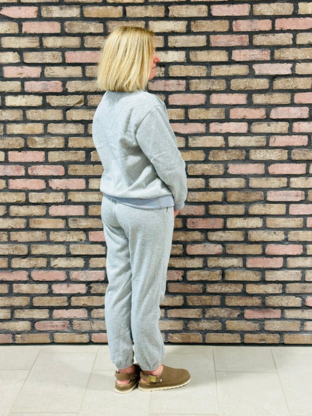 Elastic Waistband Sweatpants - Heather Grey