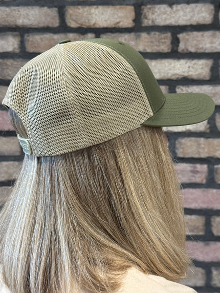 SK Embroidered Retro Trucker Cap - Moss