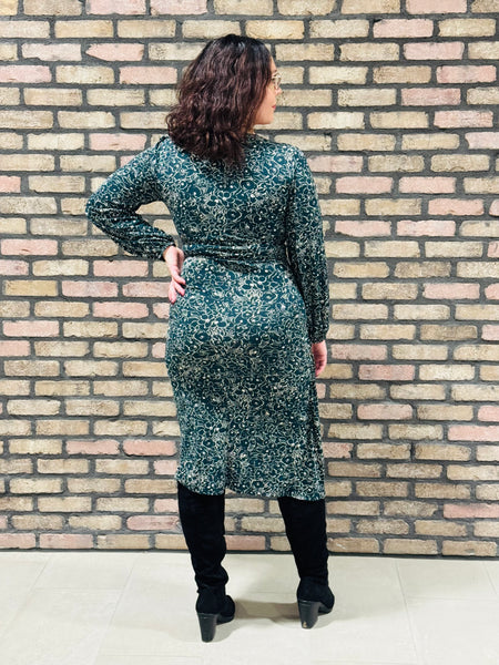 Surplice Floral Dress - Hunter Green