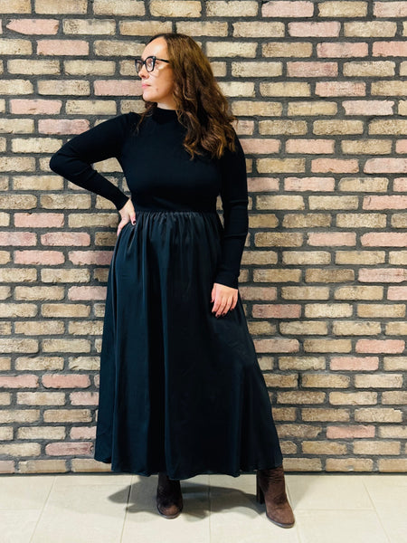 Twofer Midi Dress - Black