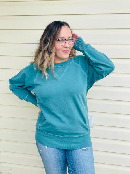 French Terry Pullover - Teal