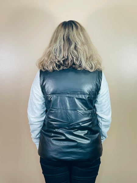 PU Faux Leather Vest - Black