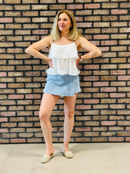 Wrap Front Skort Denim - Light