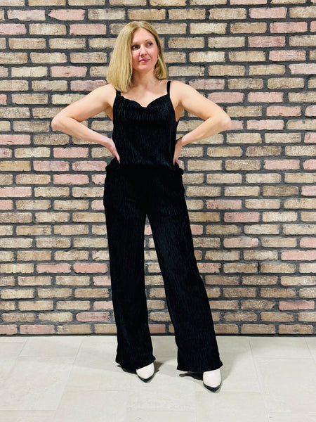 Textured Velvet Set - Black