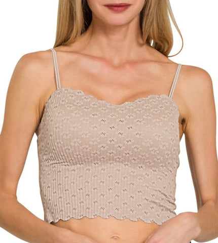 Lace Bralette with Bra Pads - Ash Mocha