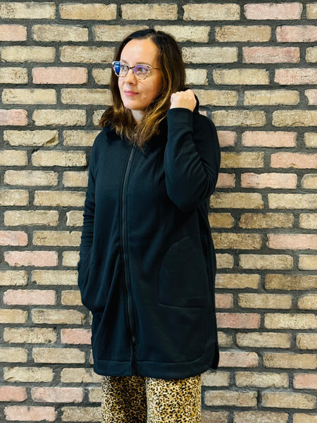 Longline Hooded Jacket - Black