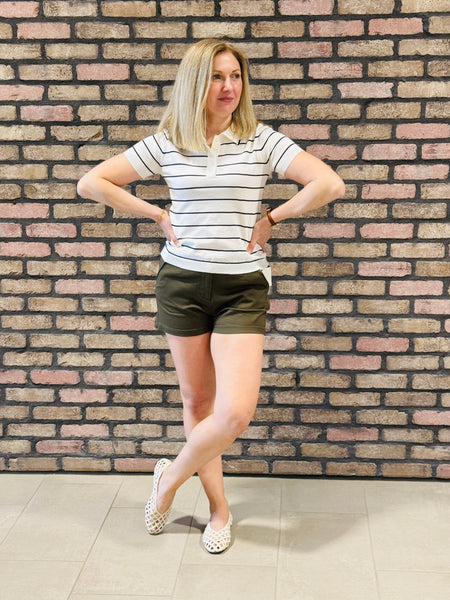 High Waisted Stretch Shorts - Olive