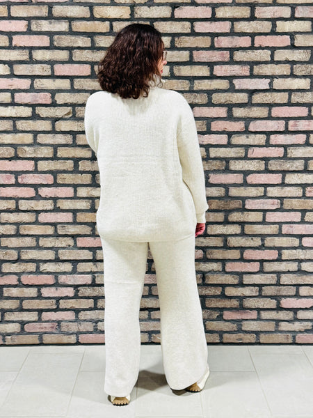 Half Zip Sweater and Pants Set - Khaki