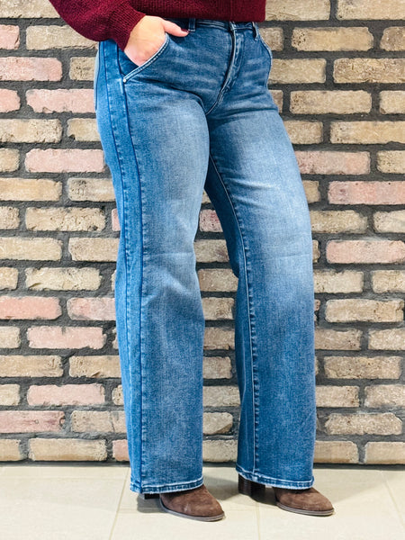 Tummy Control Wide Jeans - Dark Wash