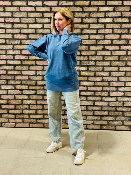 French Terry Pullover - Dusty Blue
