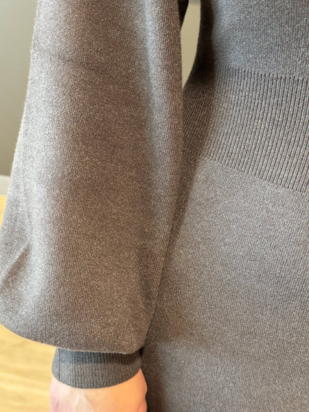 Knit Sweater Mini Dress - Charcoal