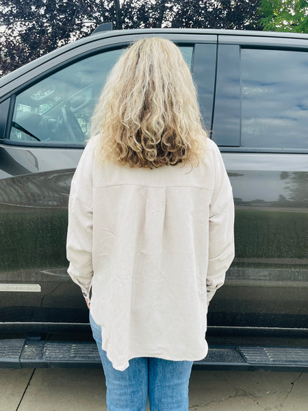 Oversized Corduroy Jacket - Sand Beige